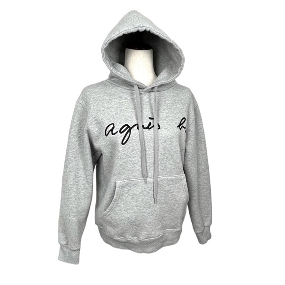 Agnes B. Womens / Men’s VINTAGE Embroidered Logo Hoodie. Grey. Medium. #709 - Picture 1 of 7
